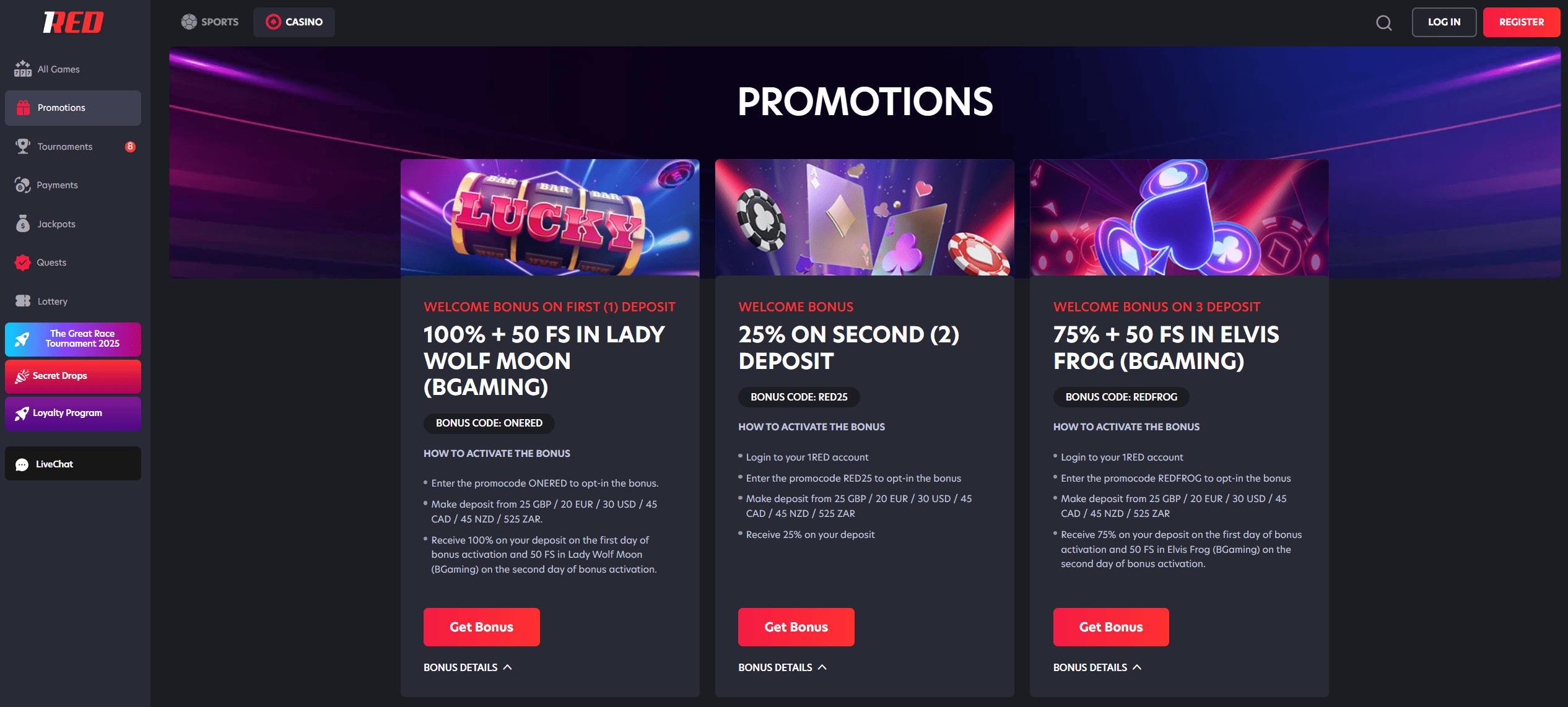 Welcome bonus