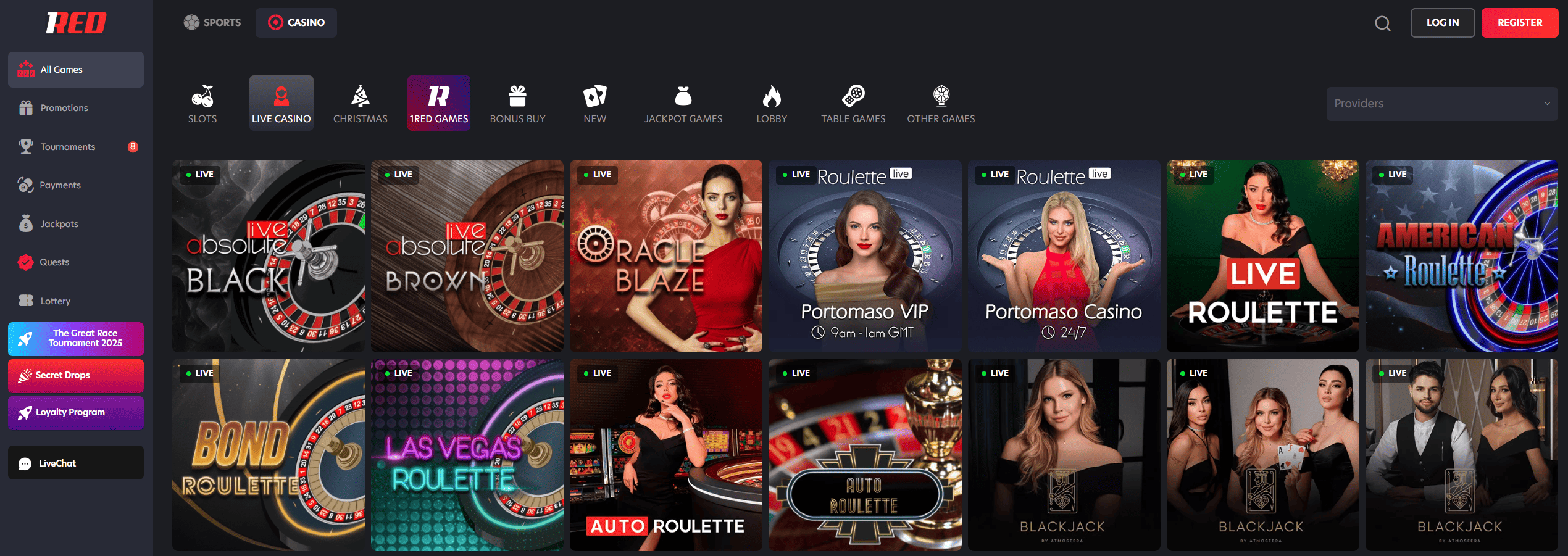 Live casino promotion